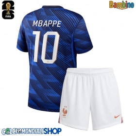 Maglie da calcio Francia Kylian Mbappe #10 Prima Maglia Bambino Mondiali 2026  Manica Corta (+ Pantaloni corti)